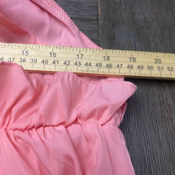 Women’s Halter Midi Dress Sz L Peach Tiered Rayon Blend Sheer  Beach Sundress - Picture 4 of 8